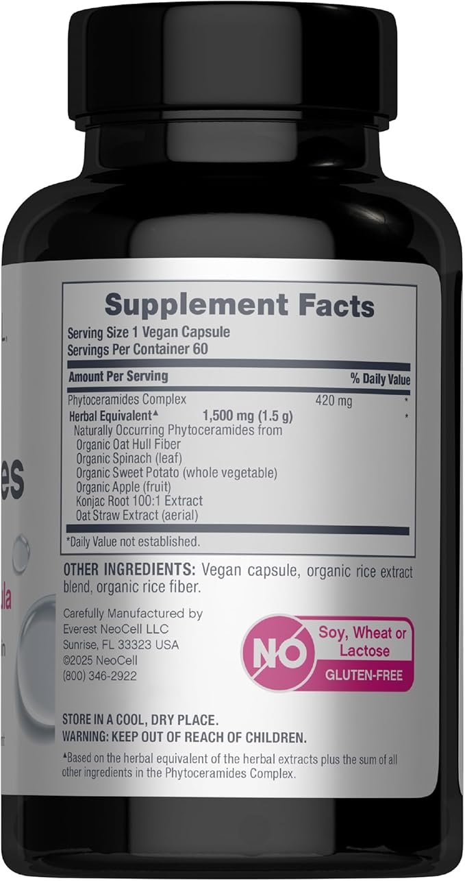 NeoCell Phytoceramide Complex Supplement | 60 Capsules | Advanced Formula | Vegan Plant Derived Ceramides