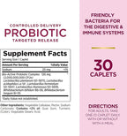 Nature's Bounty Probiotic, Controlled Delivery Dietary Supplement, Supports Digestive, Intestinal and Immune Health, 30 Caplets, 30 Total Servings (Pack of 2)