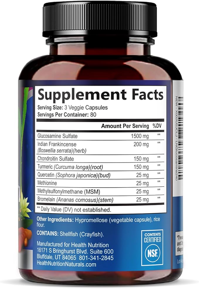 Glucosamine Chondroitin MSM Complex - 3X Strength Joint Support Supplement with Glucosamine Sulfate, Turmeric, Boswellia - For Cartilage, Mobility & Flexibility - Bottled in USA, 240 Capsules