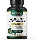 Built by Nature Multivitamin for Women – Daily Womens Multivitamin Supplement with Essential Vitamins & Minerals – Energy, Immunity & Beauty Support – 90 Tablets