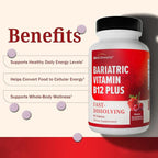 BioSchwartz Bariatric B12 Plus Dissolvable Tablets - 1000mcg Vitamin B12, Vitamin B6, Folate, Biotin - Cherry Strawberry Flavor, 3-Month Supply, Third Party Tested, for Bariatric Patients, 90 Count