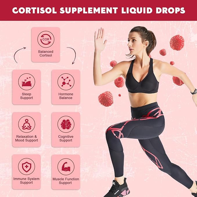 (2 Pack) Cortisol Liquid Drops for Women - Balanced Cortisol, Hormone Balance Support, Cortisol Supplements for Women with Magnesium Complex, Rhodiola Rosea, Ashwagandha, Sugar-Free, 1 Fl Oz
