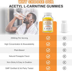 2 Pack Acetyl L-Carnitine Gummies Sugar Free, Premium L-Carnitine Supplement for Women & Men, ALCAR Supplement for Energy, Muscle, Focus & Brain Support, Gluten-Free, Non-GMO, Vegan, 120 Count
