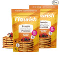 Flourish Protein Pancake & Waffle Mix, with Whey Protein & Flax Seed, No Added Sugar, High in Protein & Fiber - Just Add Water - Buttermilk Flavour, 16 oz (2 Pack)