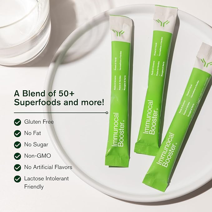 Immunocal Booster – Supplement with Over 50 Fruits & Veggies, Relieves Inflammation, Immune Support, Antioxidant, Selenium + Sulforaphane (Nrf2 Activator™) | Gluten Free, Sugar Free | 30 Servings