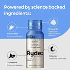 Ryde: Relax Shot | Raspberry Flavor | Lemon Balm, L-Theanine, Ginseng & Chamomile |0 Calories, 0 Sugar | 2 FL OZ Shots | Helps You Relax* (24 Pack)