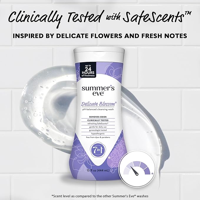 Summer's Eve Delicate Blossom Daily Refreshing All Over Feminine Body Wash, Removes Odor, Feminine Wash pH Balanced, 15 fl oz, 3 Pack