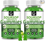 (2 Pack) Soursop Graviola Gummies - 2200mg Extra Strength Soursop Leaves Extract w/Sea Moss Extract 200mg, Zinc & Vitamin C - Supports Immunity, Liver & Digestive, Gluten Free, Vegan, 120 Gummies