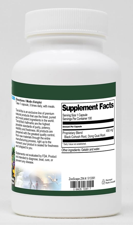 Black Cohosh and Dong Quai Combination - 450 mg (100 Capsules, ZIN: 513391)
