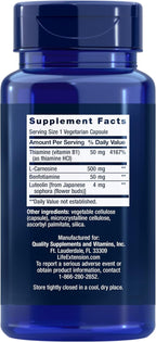 Life Extension Super Carnosine, L-carnosine, Luteolin, Vitamin B1, Muscle Support, Exercise Recovery, Heart Health, Gluten-Free, Non-GMO, Vegetarian, 60 Capsules