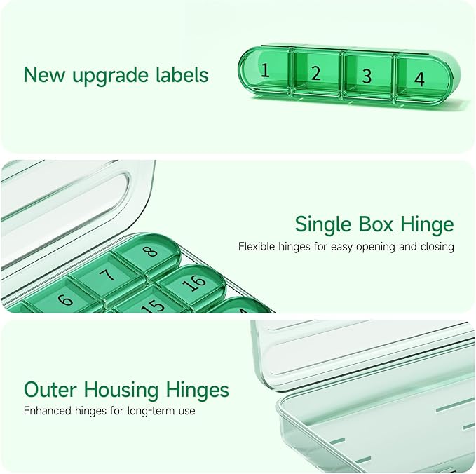 Zoksi Monthly Pill Organizer 1 Time a Day, 30 Day Pill Box Organizer Once a Day, One Month Large Pill Case for Travel, 31 Day Daily Medcine Container for Vitamins, Supplement & Medication (Olive)