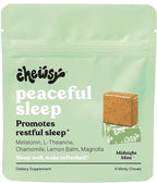 Chewsy Peaceful Sleep Chews, Sleep Support, 3 mg Melatonin, 200 MGS L-Theanine, Chamomile, Lemon Balm, Magnolia, Nighttime Sleep Aid, Naturally Minty Chews, Promotes restful Sleep, 6 -Day Supply (1)