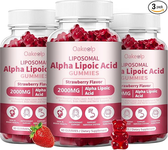 3 Pack Liposomal Alpha Lipoic Acid Gummies 2000mg Gummies,High Potency ALA Complex Biotin & Benfotiamine for Antioxidant, Brain Health and Nerve* Support,Liposomal Enhance 98% Absorption