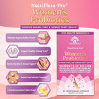 NutriCelebrity NutriFlora-Pro Probiotics for Women - Support Vaginal, Urinary Health (UTI), Digestive System, Period Pain, Yeast, and BV Relief, Cranberry Pills, 10 Billion CFU 6 Strains (30 Caps)