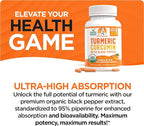 Organic Turmeric Curcumin with Black Pepper Extract 2000mg - High Absorption Ultra Potent Supplement - 95% Curcuminoids - Vegan, Non GMO - 120 Capsules
