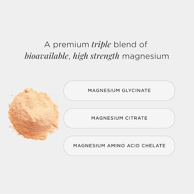 JSHealth Vitamins Advanced Magnesium+ Powder with Magnesium Glycinate & Citrate - 3 Bioavailable Forms, 400 mg/Serving - Peach Flavor