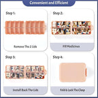 Foldable Weekly Pill Organizer 2 Times a Day with 2 Extra Compartments (Clear Printed Labels) - Portable 7 Day AM PM Medicine Box, Week Daily Travel Pill Case Holder for Vitamin, Supplement - Pink