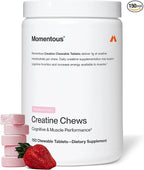 Momentous Creatine Chews - Creatine Monohydrate - Supports Strength, Lean Muscle, & Recovery for Men & Women - NSF Certified for Sport - 150 Chewable Tablets - Strawberry