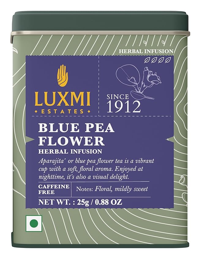 Luxmi Estates Blue Pea Flower Herbal Infusion 25 gm Tin, 0.88 Oz | 25 Cups | Rich in Natural Antioxidants