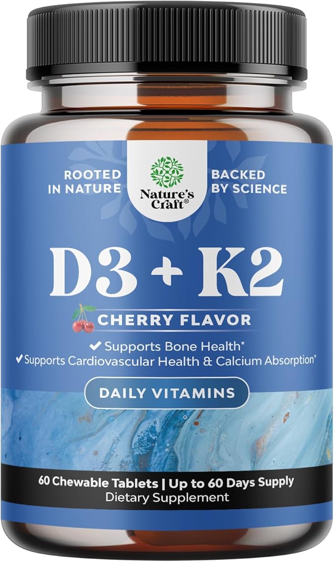 Vitamin D3 with K2 MK7 Supplement - Vitamin D3 2000 IU Tablets and K2 for Immune Support Bone Health Heart Health Joint Support Bone Strength and Mood Boost - VIT Immune System - 60 Count