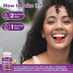 Iron Supplement for Women & Men Gummies, Multivitamin Blood Builder Iron Supplement with Folate Vitamin C B12 B6 Zinc for Adults & Kids - Energy Support - Mixed Berry Flavor, Vegan 60 Gummies