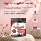 Red Yeast Rice with Coq10 Gummies, Red Yeast Rice 2400 mg with CoQ10 200 mg for Cholesterol Support, Heart Health Supplement, Sugar Free, Non-GMO, Vegan – 120 Counts