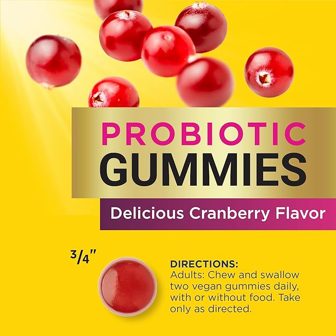 Renew Life Women's Care Cherry Prebiotic and Probiotic Gummies, Digestive, Urinary Tract and Immune Health, B. Coagulans and B. Subtilis, Dairy, Soy and gluten-free, 2 Billion CFU 48 Count
