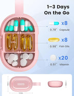 Travel Pill Organizer, Adjustable 3-6 Compartments Portable Pill Box, Small Pill Case Daily Medicine Container Moisture Proof Storage to Hold Vitamin Supplement Fish Oil for Pocket Purse-Blue