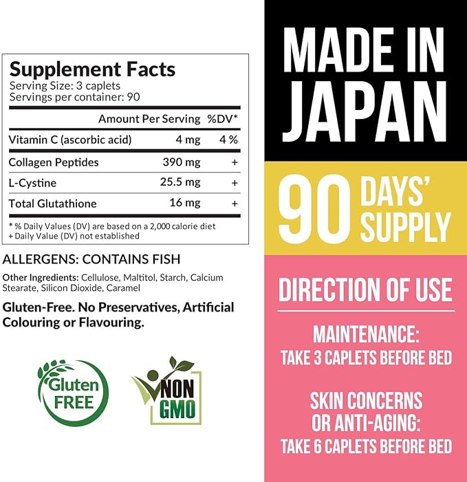 AFC Japan Collagen White Beauty with Marine Collagen Peptide, Glutathione, L-Cystine - 1.5X Better Absorption Than Other Collagen – Supports Skin Firmness & Radiance x3 Packs – 270 Days Supply