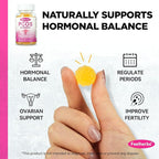 PCOS Gummies for Women Menstrual Cycle & Hormonal Balance, 60 Count Ovarian Support Gummies with Myo-Inositol, Folate and Vitamins, Orange Flavor PCOS Vitamins Gummies Helps Fertility and Ovulation