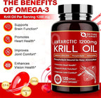 NATURE TARGET Krill Oil 1200mg with Omega-3 EPA & DHA with Astaxanthin, Phospholipids & Choline - Supports Heart, Brain, Join Health, Non-GMO, Gluten Free, 120 Softgels (60 Servings)