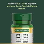 Nature’s Bounty Vitamin D3 K2 Supplement, 4000 IU Vitamin D3 plus 100 mcg of Vitamin K Supplements for Adults for Heart & Bone Health Support, 30 Day Supply, 30 Vegetarian Capsules