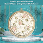 Pill Case Pill Box with Mirror Retro 3 Compartment Small Pill Case for Purse or Pocket Bronze Small Roud Pill Box or Vitamins, Fish Oil, Supplements, Pill Containe Travel Gifts（Vintage Floral）