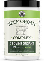Beef Organ Supplement Grass Fed - 7 Beef Organs Complex from New Zealand - Liver Heart Pancreas Kidney Lung Spleen Bone Marrow - Non-GMO, No Fillers, Hormone & Antibiotic Free - Carnivore Diet - 360ct
