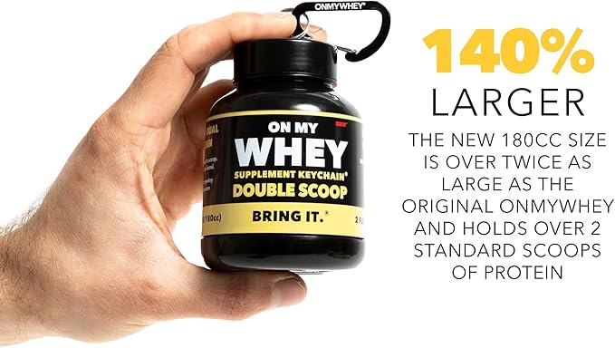 ONMYWHEY Protein Powder Container to Go - Travel Water Bottle Funnel for Mixes, Portable Pre Workout Supplement Containers & Dispenser Funnels, Mini Preworkout Supplements Holder Keychain Bottles
