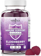 NEW AGE Immune System Support Gummies - Sambucus Black Elderberry Gummies with Vitamin C and Zinc (60 Count (Pack of 1))