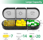 PULIV Weekly Pill Organizer 3 Times a Day, Portable Travel Pill Box 7 Day with Large Pill Containers, Light-Proof Pill Case for Vitamins, Medication, Supplements and Fish Oils (Black)