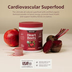 Snap Supplements Heart Beets, Organic Beet Root Powder, Cardiovascular Support Supplement for Men & Women, Beets, Pomegranate, B Vitamins & Red Spinach, Heart Health Support, 30 Servings, Mixed Berry
