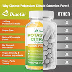 Potassium Citrate 1500mg Gummies - Potassium Supplement for Women & Men, Supports Leg Cramp Relief & Muscle Health, Vegan, Pineapple Flavor (120 Count)
