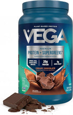 Vega Protein + Supergreens - 20g Plant-Based Protein, Chocolate, 25 Servings, Real Greens & Veggies, Vegan Keto, 0g Added Sugar, Non-GMO, Gluten Free, Dairy Free, 1.8lbs (Packaging May Vary)