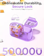 Pillex Pill Organizer, Am & Pm Pill Organizer 7 Days, Weekly Pill Case 2 Times a Day, Cute Pill Box 7 Day, Medicine Organizer for Travel, Vitamins, Fish Oils, Supplements (Gradient Pink-Purple)