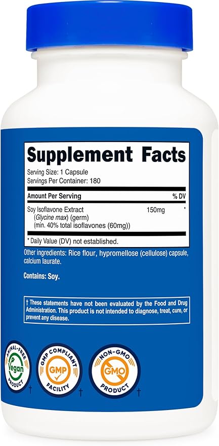 Nutricost Soy Isoflavones 150mg, 180 Veggie Capsules - Gluten Free, Non-GMO, Vegetarian Friendly