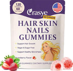 Hair Skin and Nails Gummies - Hair Growth Multivitamin Biotin Gummies with Collagen and Keratin for Women Vegan Sugar Free Strawberry Flavor 120 Count