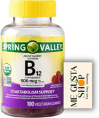 B12 500 mcg Spring Vallley Raspberry Flavor Gummy Vitamin B12 Gummies 100 ct (Pack of 1) + me Gusta Sticker