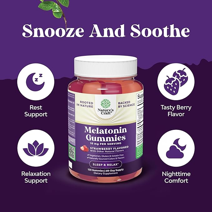 Melatonin Gummies 10mg per Serving - Fast Acting Tasty Sleep Gummies for Adults Extra Strength Melatonin 10mg for Adults Enhanced Sleep Quality & Duration - Non GMO - 120 Count