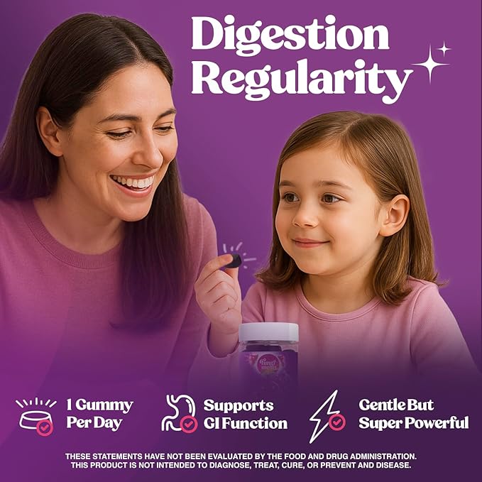 Fungiments Super Prune Kids - Great for Constipation Relief - Mushroom Supplement - Turkey Tail Mushrooms, Fiber, Rhubarb, Prunes, Ginger, Chamomile (30 Mushroom Gummies)