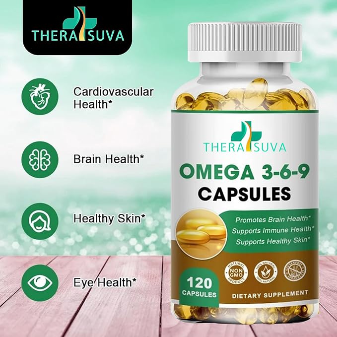 High-Potency Omega 3-6-9, 100% Vegan Sourced Natural Supplement for Heart and Joint Health, 2 Month Supply, 120 Softgels