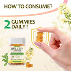 Mullein Gummies with 3600mg Mullein Leaf Extract, 7 in 1 for Lung Cleanse, Respiratory Lung Health, Immune Booster, Elderberry, Quercetin, Bromelain, No Sugar, for Adults, Vegan, 90 Count