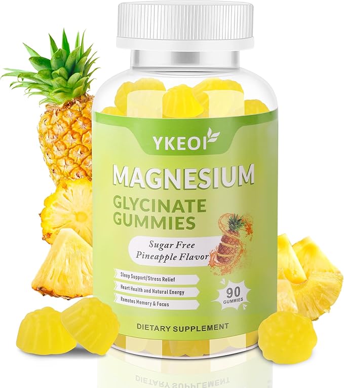 90 CT Magnesium Glycinate Gummies 500 mg with Ashwagandha,Sugar Free Magnesium Supplement Triple Magnesium Complex with Citrate,Malate,Vitamin C D3 B6,for Women and Men Kids Sleep Relaxation