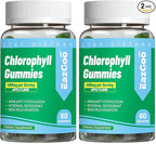 2 Pack Chlorophyll Gummies for Body Odor Deodorant*, Sugar Free Chewable Chlorophyll for Immune Support Women Vegan,120 Count